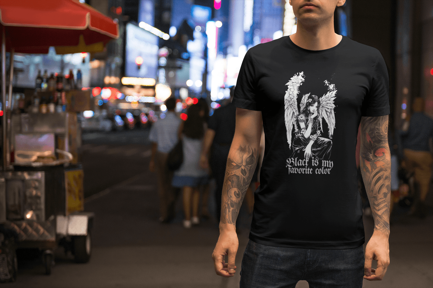 Black is my Favorite Color Gothic Angel T-shirt