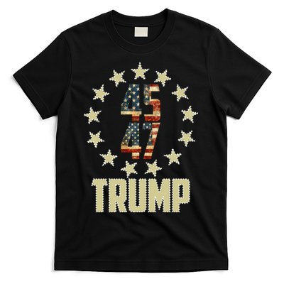 Classic 45 47 Trump American Flag T-Shirt