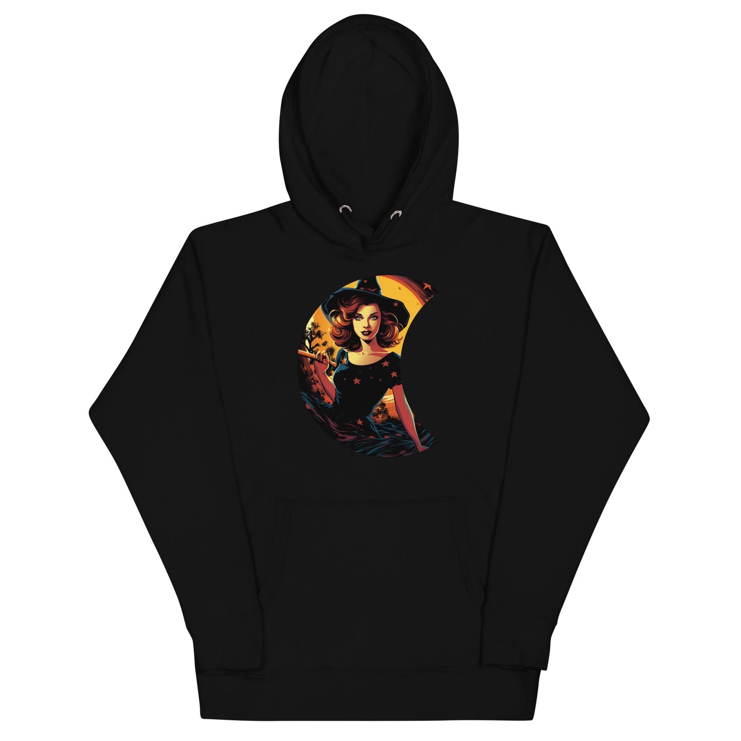 Cute Witch in Crescent Moon Unisex Pullover Hoodie