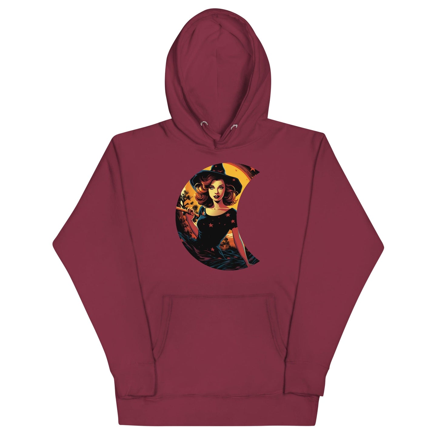 Cute Witch in Crescent Moon Unisex Pullover Hoodie
