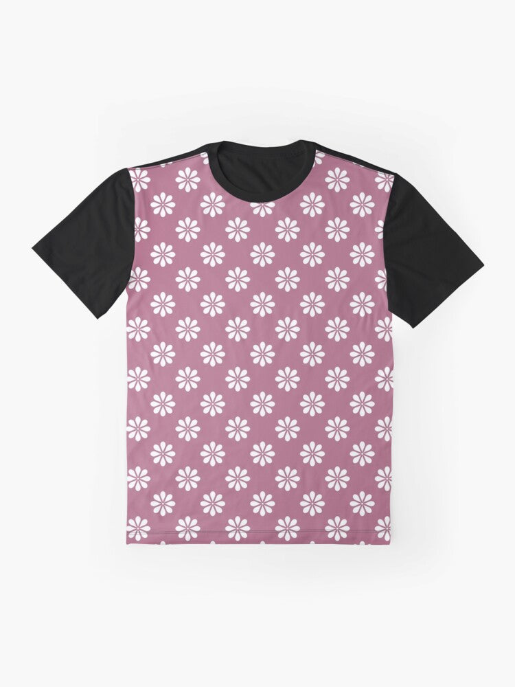 Floral Pink Pattern White Flower Retro Vintage Graphic Hippie Graphic T-Shirt