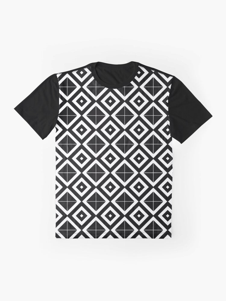 Black and White Diamond Optical Illusion Geometric Pattern All Over T-Shirt – Modern Minimalist Design Graphic T-Shirt