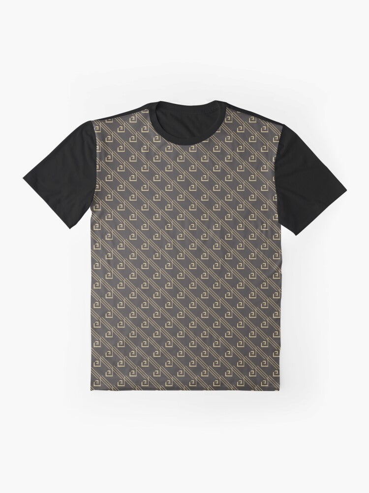 Chic Black & Golden Intricate Abstract Patterns Graphic T-Shirt