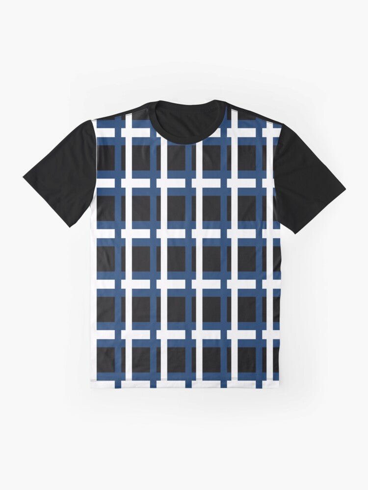 Black, Blue, White Striped Pattern Artistic Design Graphic T-Shirt