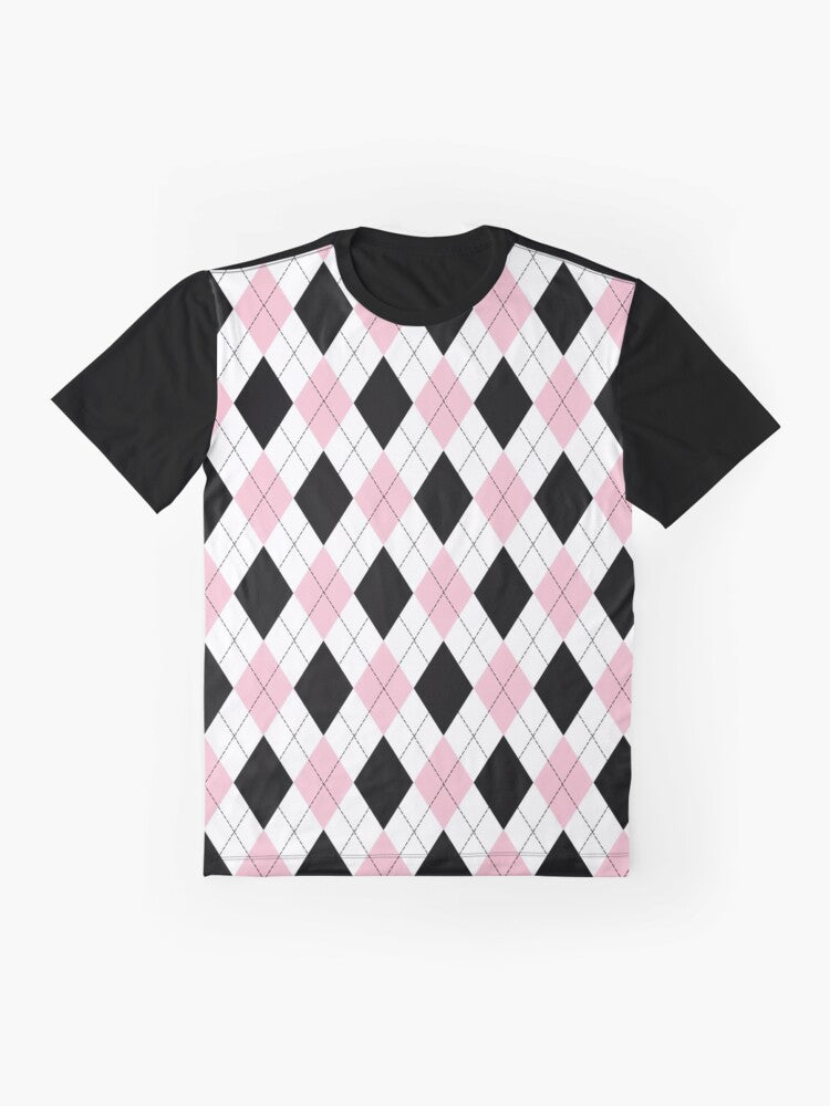 Argyle Pink Black Pattern Retro Vintage Elegant Graphic 50s 60s 70s Graphic T-Shirt