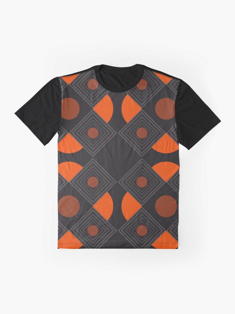 Black and Orange Geometric Pattern Graphic T-Shirt