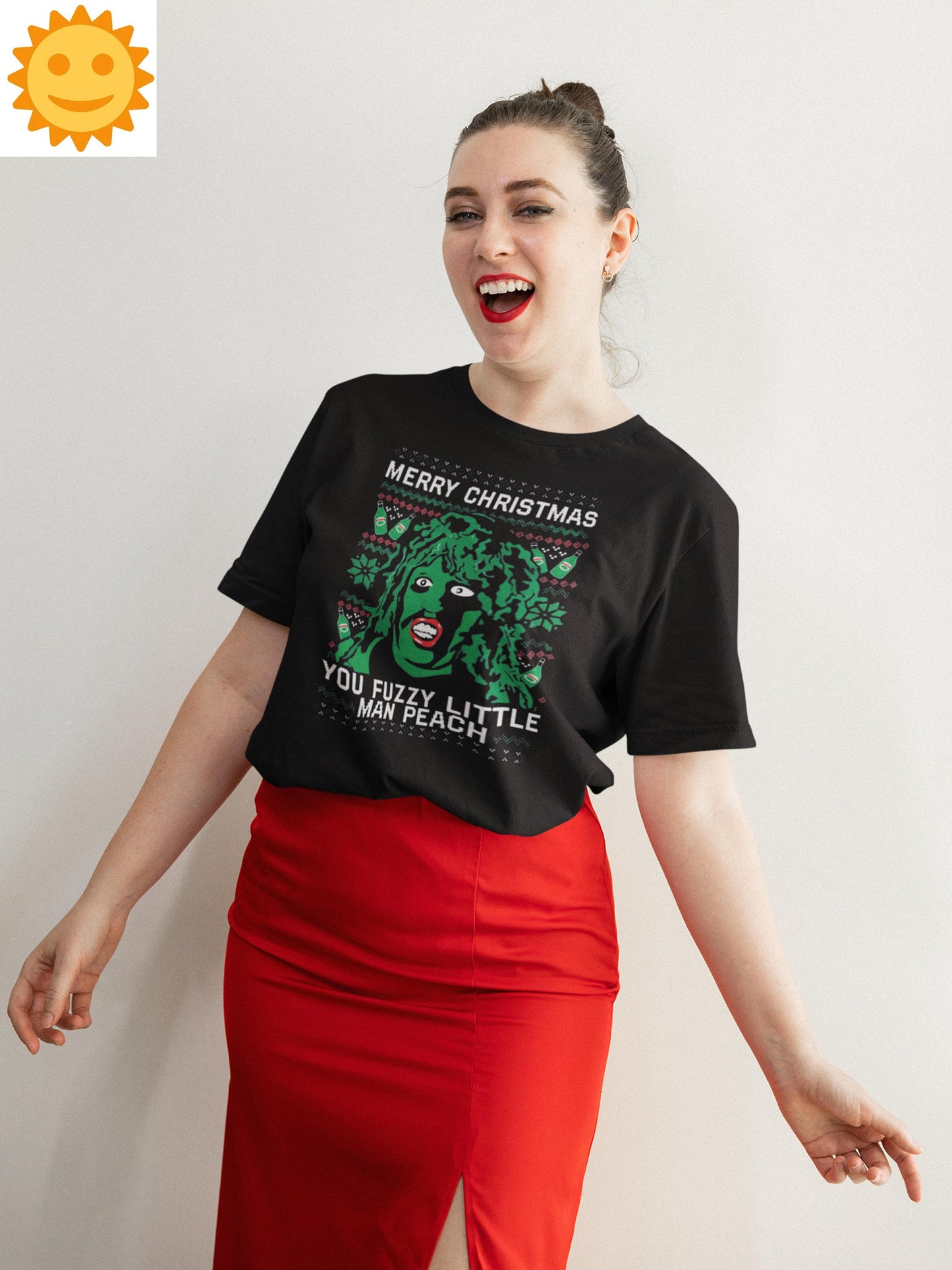 Merry Christmas You Fuzzy Little Man Peach Vintage T-Shirt, The Mighty Boosh Shirt, Old Gregg Shirt, TV Series Shirt, Comedy Movie Shirt