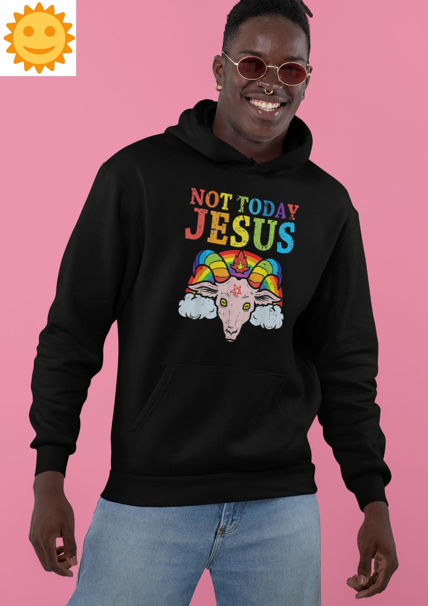 Not Today Jesus Rainbow Vintage T-Shirt, Satanism Shirt, Satan Shirt, Satan Goat Shirt, Religious Shirt, Religion Shirt, Satanic Shirt