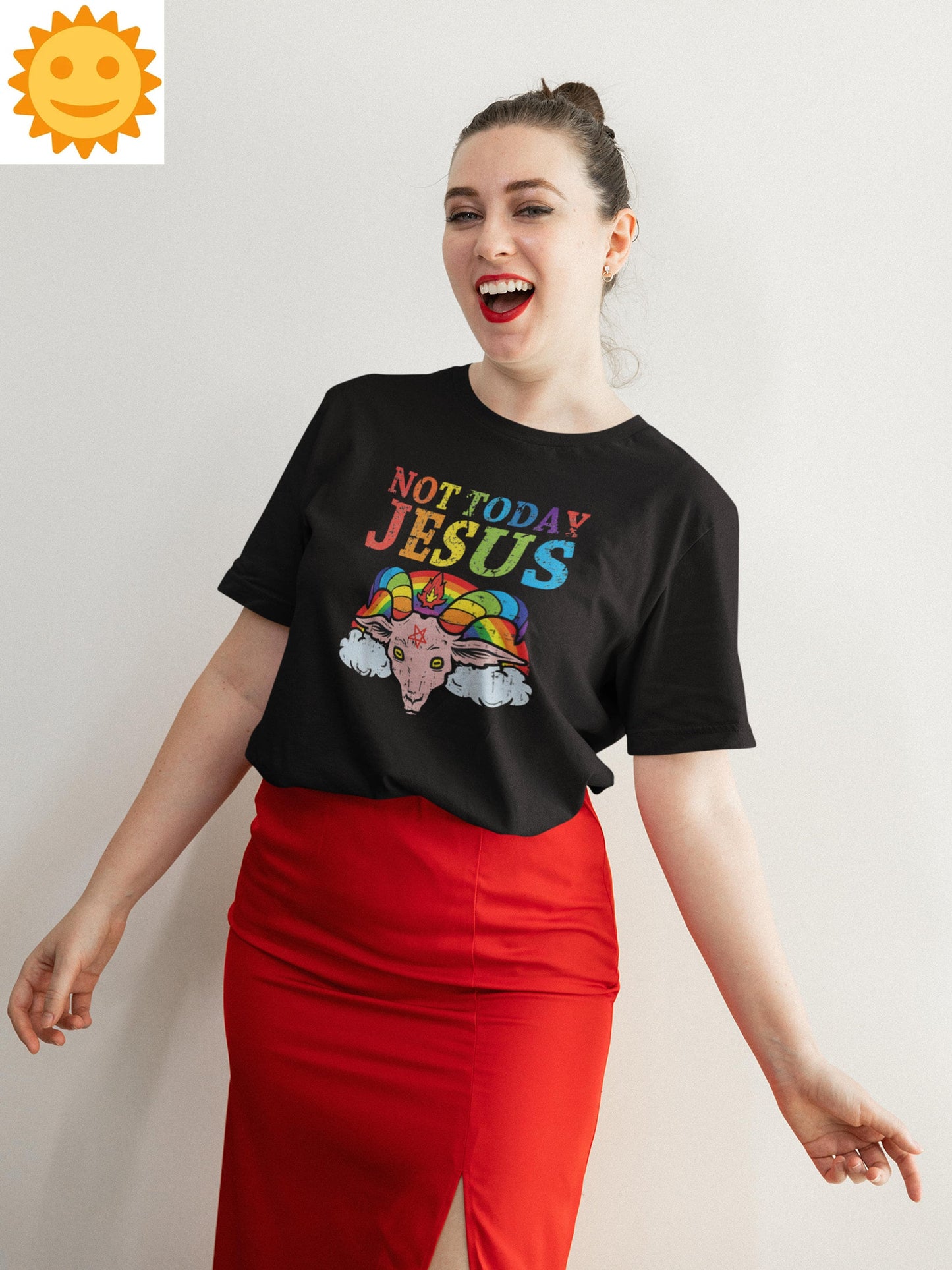 Not Today Jesus Rainbow Vintage T-Shirt, Satanism Shirt, Satan Shirt, Satan Goat Shirt, Religious Shirt, Religion Shirt, Satanic Shirt