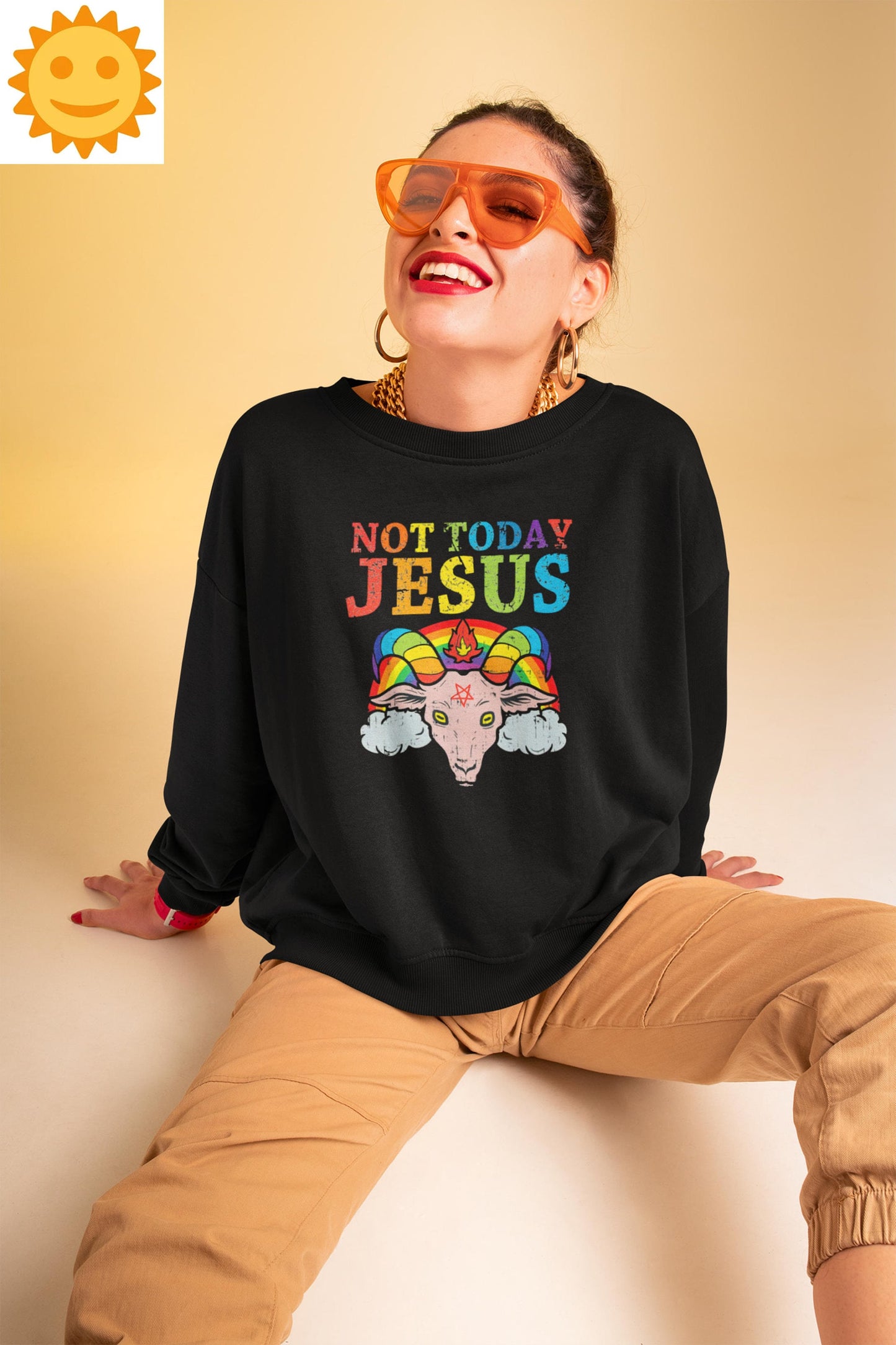 Not Today Jesus Rainbow Vintage T-Shirt, Satanism Shirt, Satan Shirt, Satan Goat Shirt, Religious Shirt, Religion Shirt, Satanic Shirt