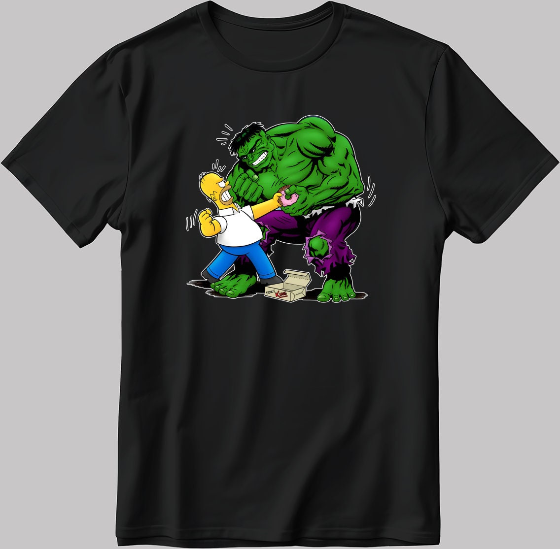 The Simpson Homer and Hulk Short Sleeve White-Black Men's / Women's T Shirt K1114