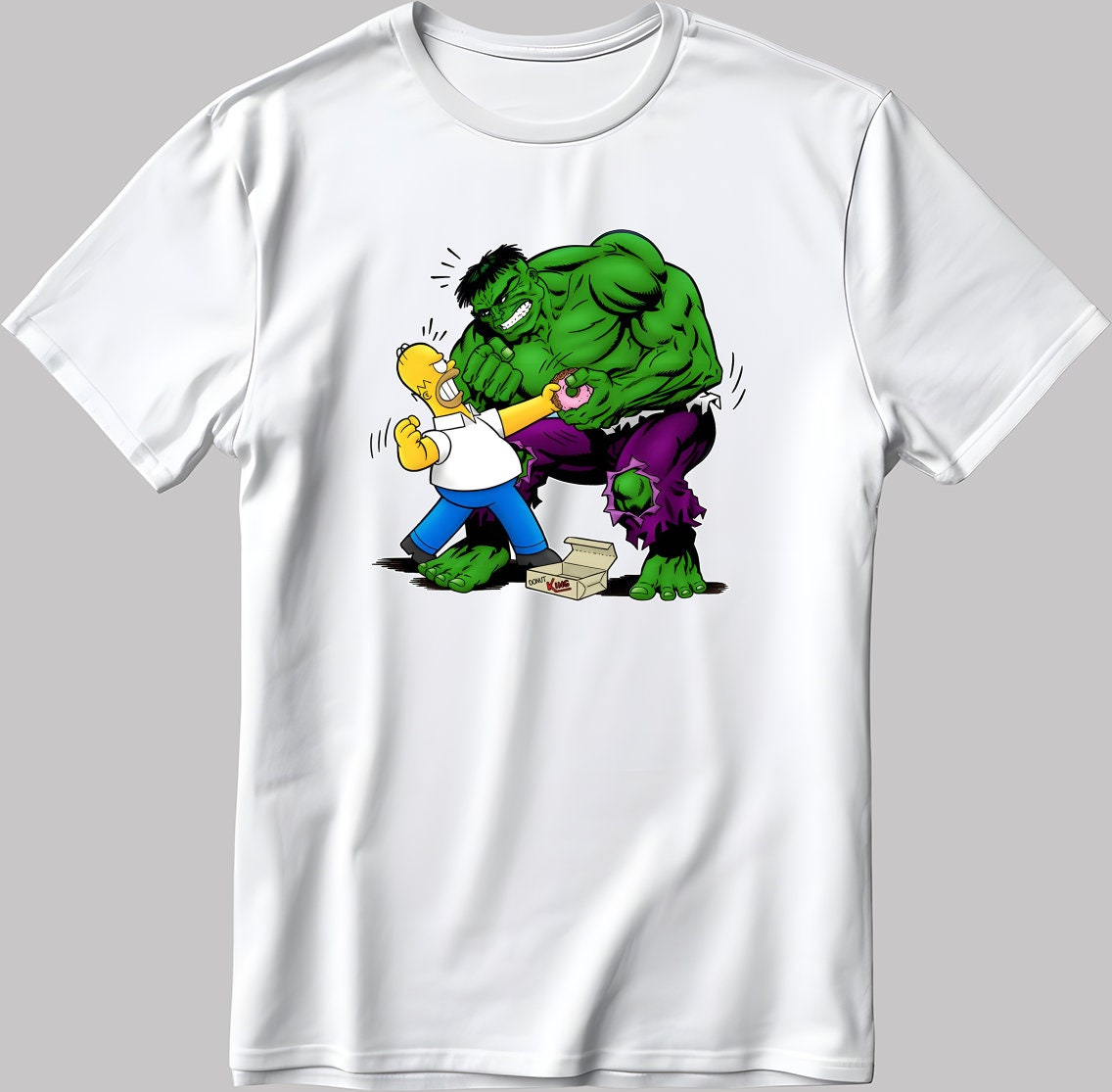 The Simpson Homer and Hulk Short Sleeve White-Black Men's / Women's T Shirt K1114