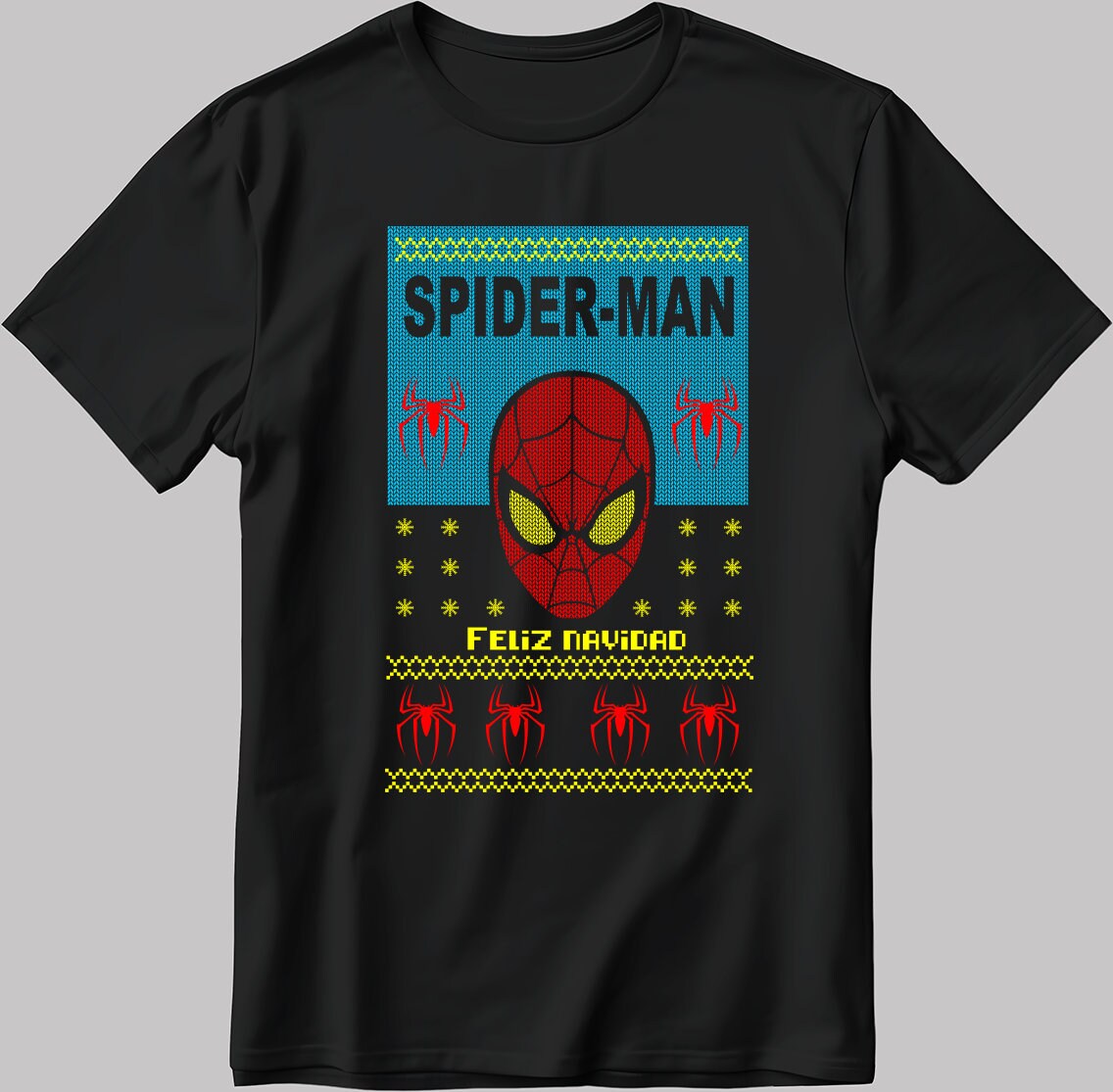 Spider Man Christmas Poster Short Sleeve White-Black Men's / Women's T Shirt U459