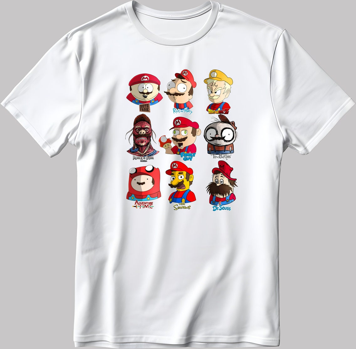 Funny Cosplay Marios Cartoon Characters Short Sleeve White-Black Men's / Women's T Shirt C247