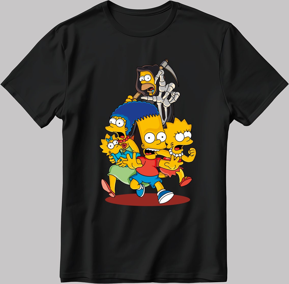 Funny The Simpsons Characters Short Sleeve White-Black Men's / Women's T Shirt U457