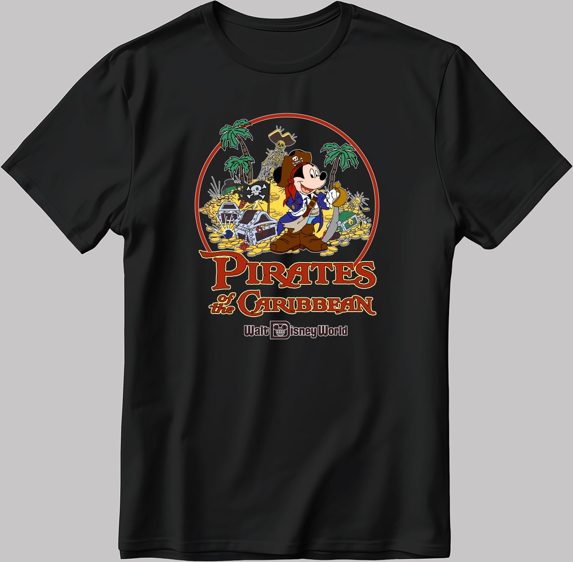 Pirates Of The Caribbean Disney World Short Sleeve White-Black Men's / Women's T Shirt N150