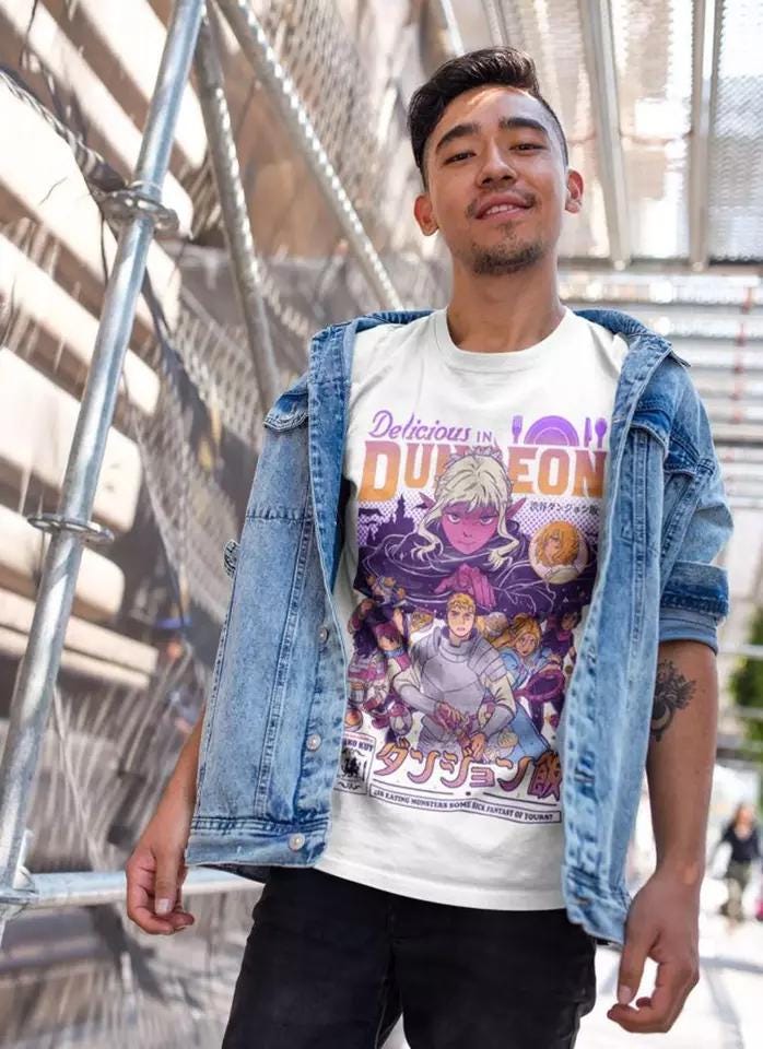 Anime Vintage Special Unisex T-shirt , Laios Touden Dungeon Meshi T-Shirt delicious Anime Lovers Shirt, Graphic Anime Tee, Manga Shirt