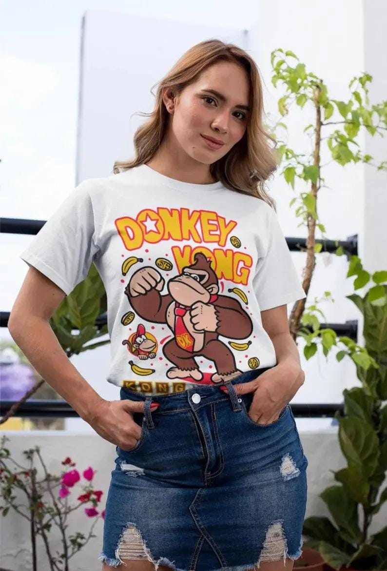 Retro Gaming Tee, Video Game Shirt, Geeky Arcade Top, Vintage Console Clothing ,DK Arcade T-shirt Retro Gaming Tees for Gamers Vintage Tee