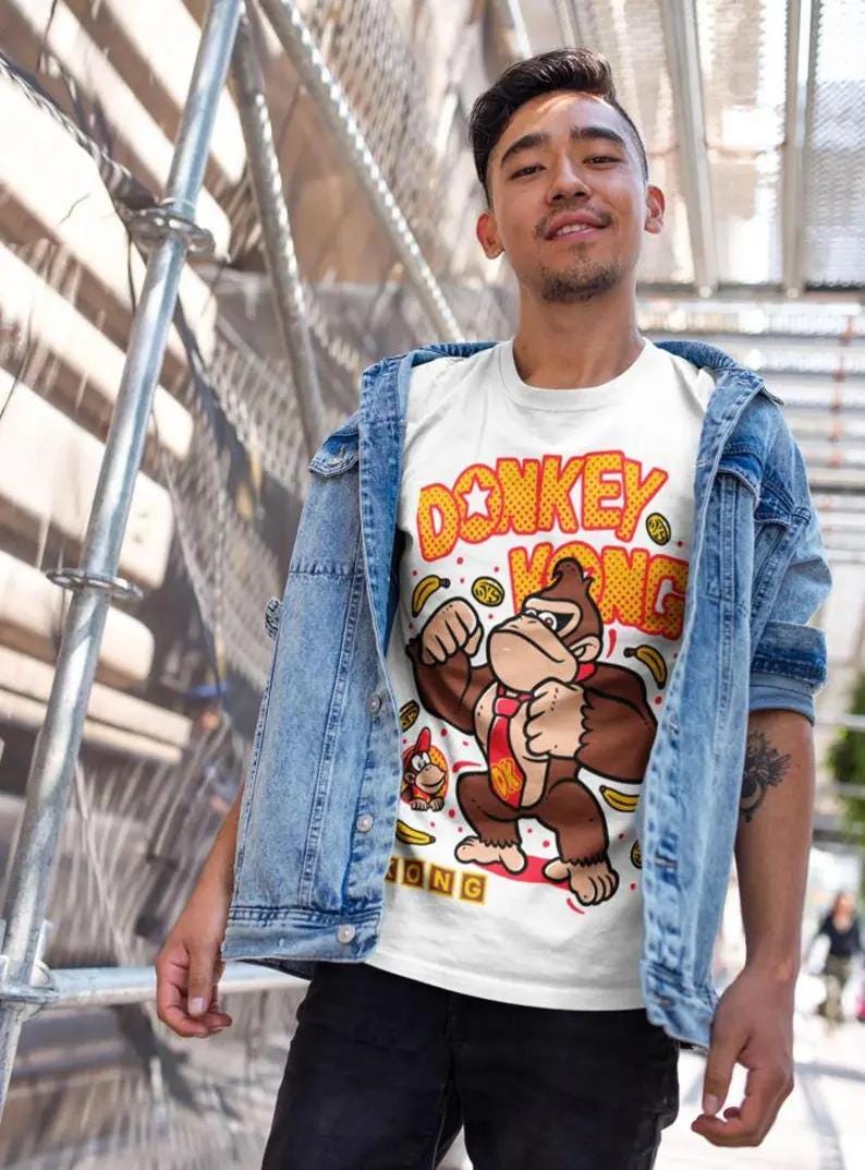 Retro Gaming Tee, Video Game Shirt, Geeky Arcade Top, Vintage Console Clothing ,DK Arcade T-shirt Retro Gaming Tees for Gamers Vintage Tee