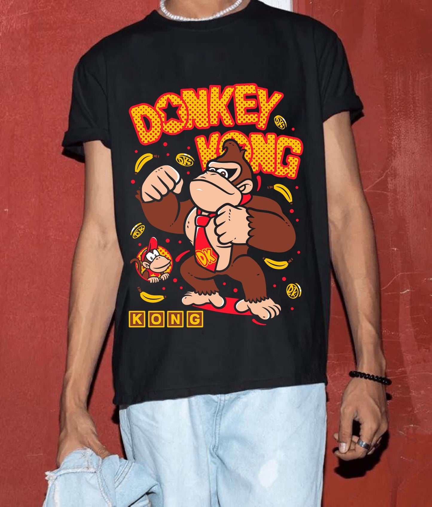 Retro Gaming Tee, Video Game Shirt, Geeky Arcade Top, Vintage Console Clothing ,DK Arcade T-shirt Retro Gaming Tees for Gamers Vintage Tee
