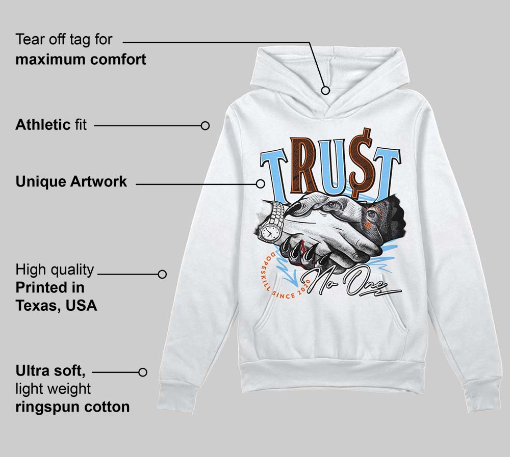 Dunk Low Futura University Blue DopeSkill Hoodie Sweatshirt Trust No One Graphic