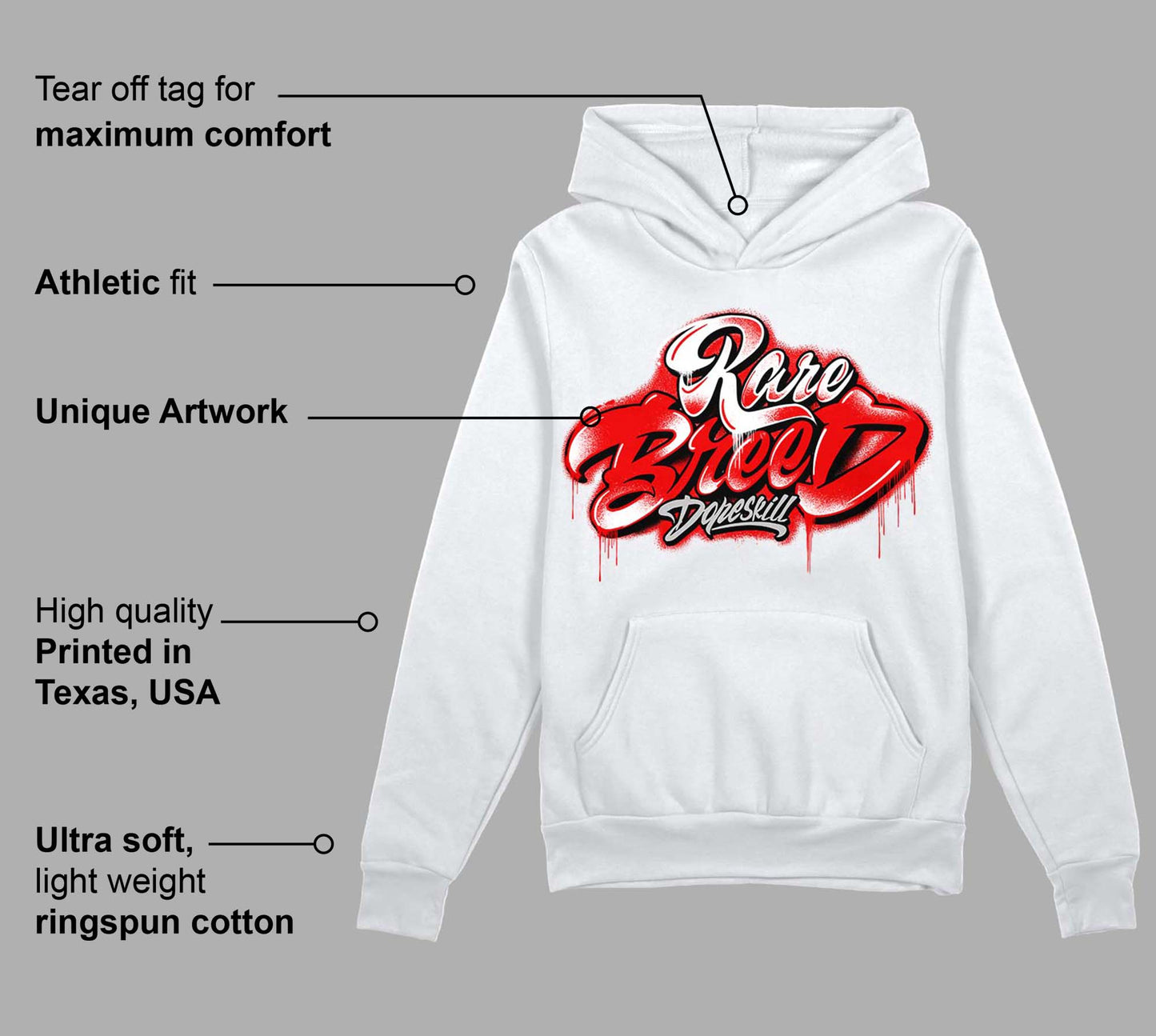 Cherry 12s DopeSkill Hoodie Sweatshirt Rare Breed Type Graphic