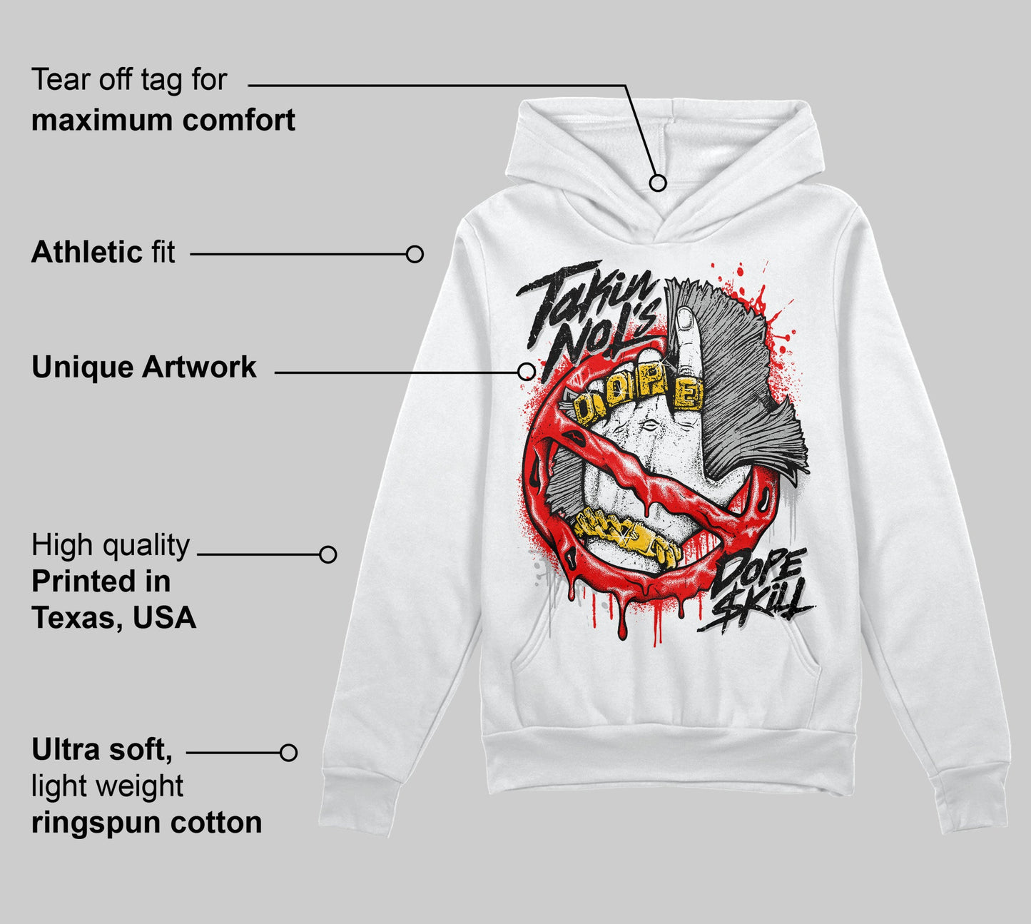 Cherry 12s DopeSkill Hoodie Sweatshirt Takin No L's Graphic
