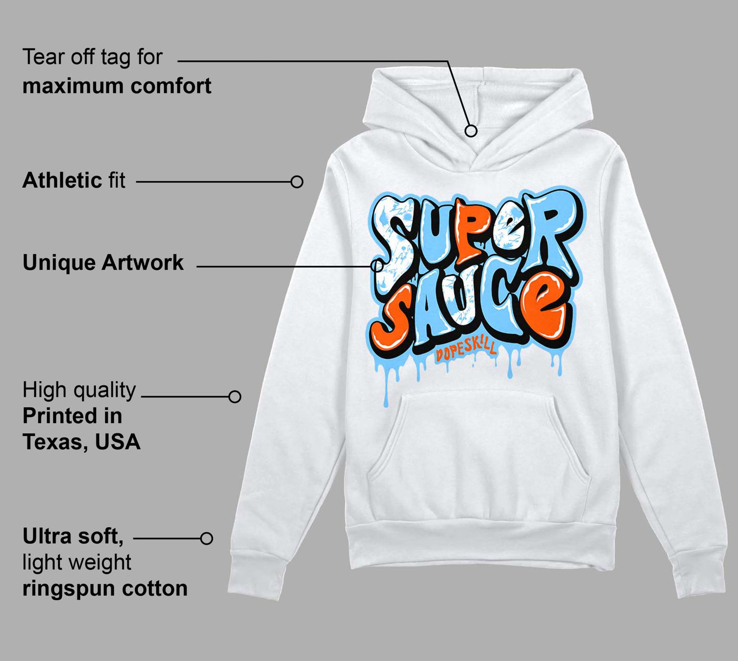 Dunk Low Futura University Blue DopeSkill Hoodie Sweatshirt Super Sauce Graphic