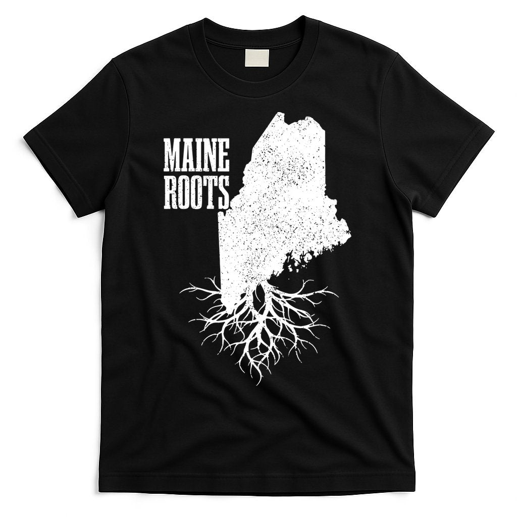 Maine Roots Vintage Usa Patriotic Pride State Map Gift T-Shirt