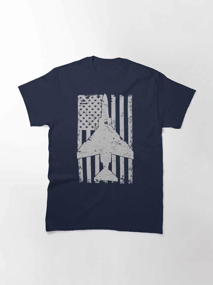 F-4 Phantom II Fighter Jet Patriotic Military Vintage Flag Pilot Design Classic T-Shirt