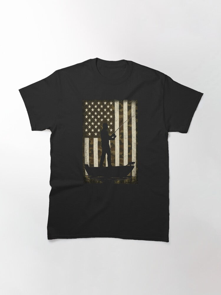 BoredKoalas Camo US Flag Fisherman Vintage Fishing Patriotic Angler Gift Classic T-Shirt Style001