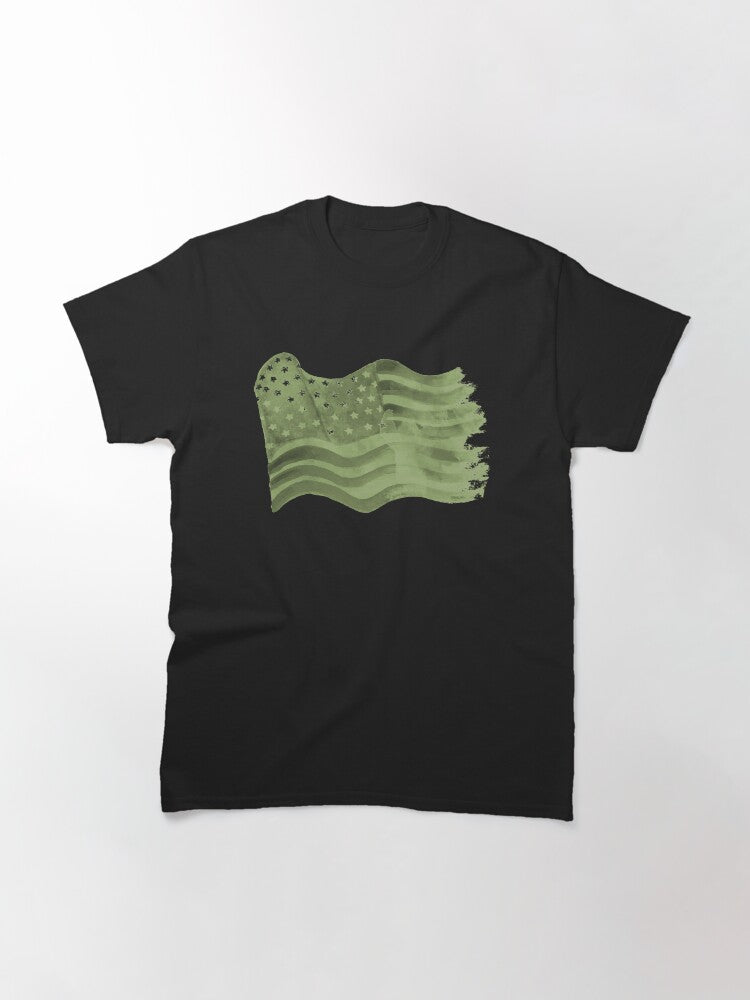 American Flag Vintage green Classic T-Shirt