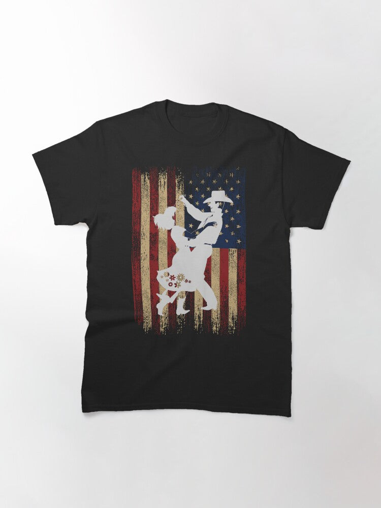old time dancing and vintage USA flag Classic T-Shirt