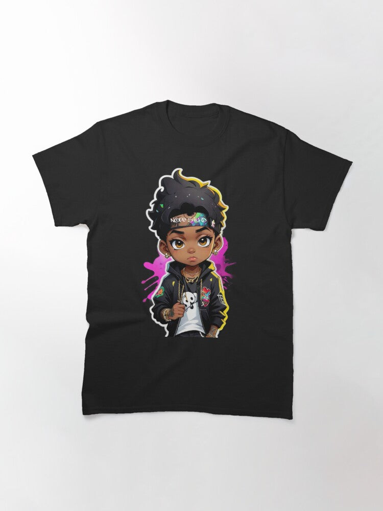 Cute Black Hip-Hop Anime Character Classic T-Shirt Style001