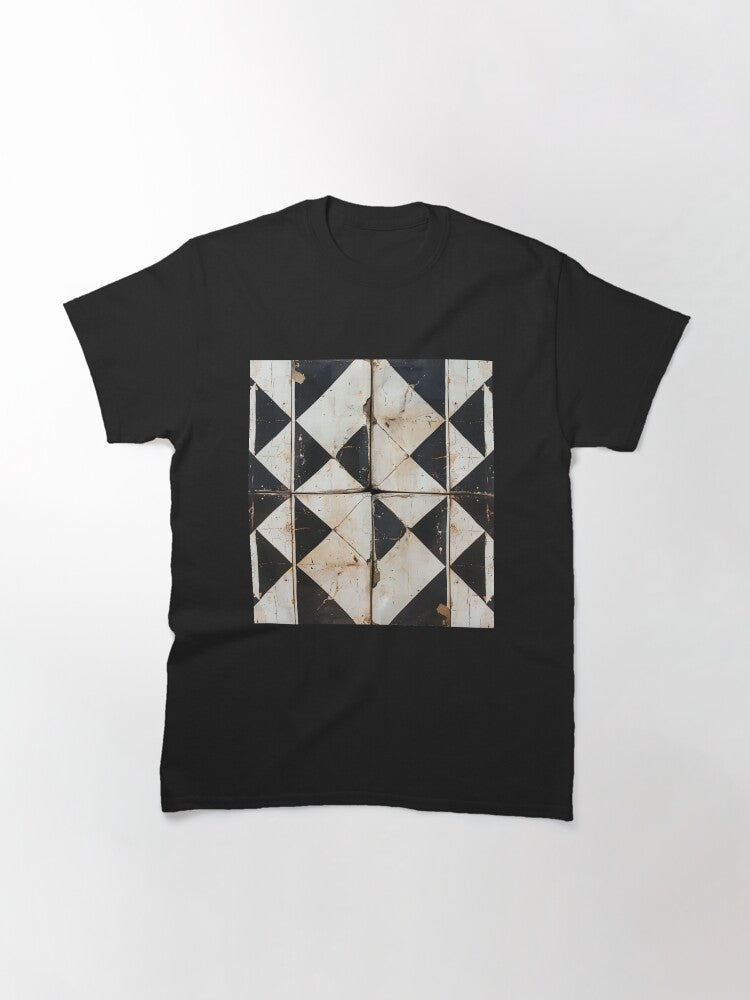 Urban Tribal Pattern - Black And White Chipped Tile Classic T-Shirt