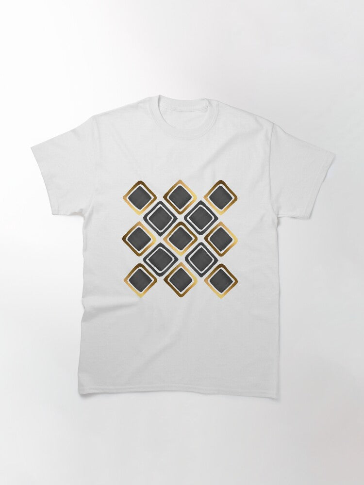 Geometric Squares Pattern - Black and Gold Classic T-Shirt