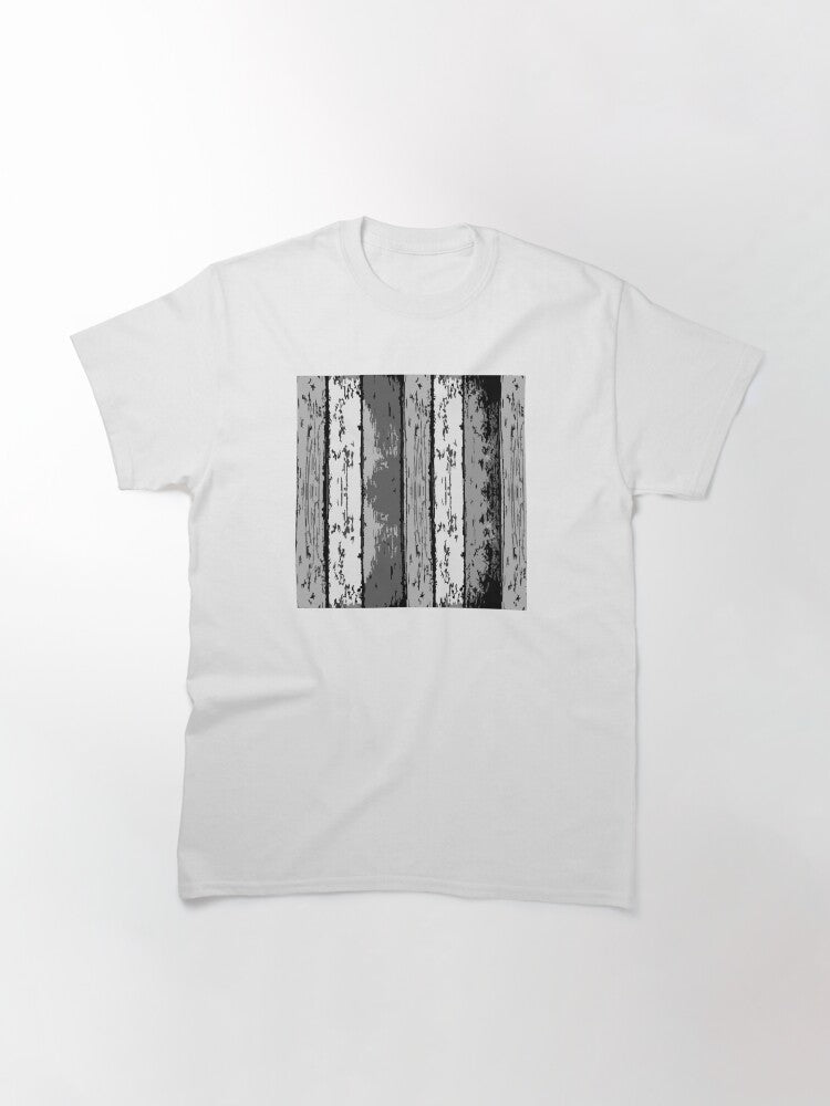 Vertical Vintage Wooden Stripes Patterns in Grey Classic T-Shirt