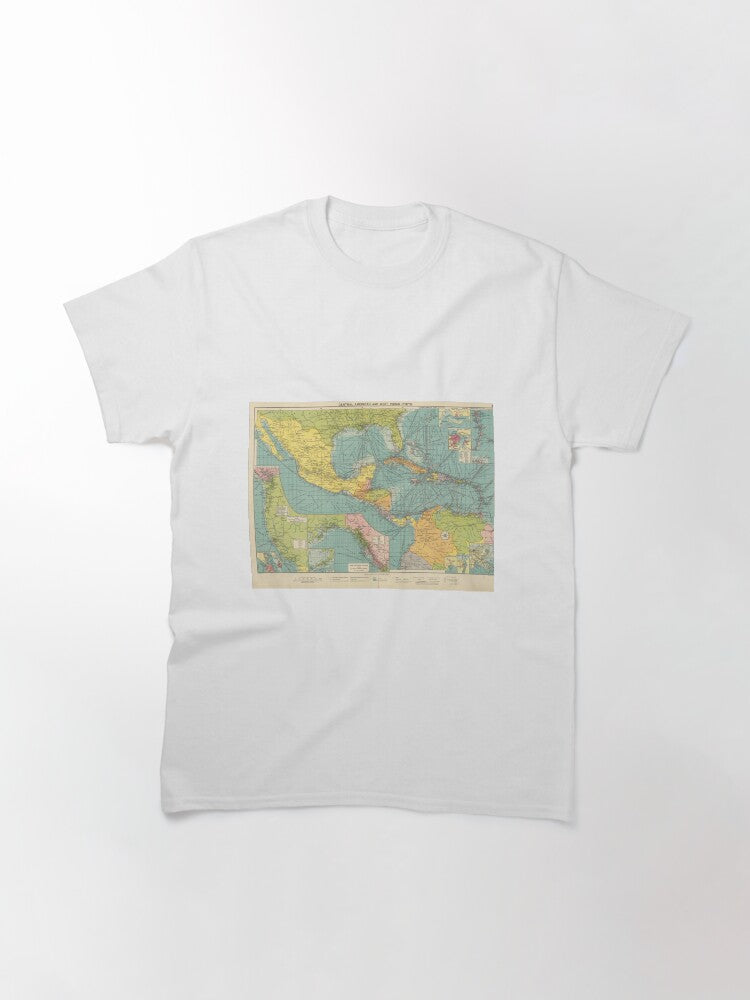 Vintage Map of Central America & Caribbean Ports Classic T-Shirt
