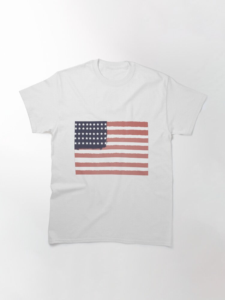 Retro, USA, American Flag, Patriotic, Hand-Painted Weathered Flag, Vintage Design Classic T-Shirt