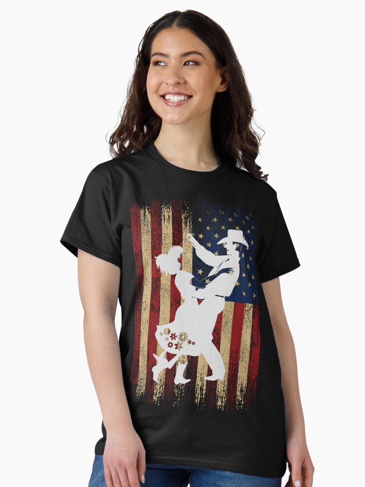 old time dancing and vintage USA flag Classic T-Shirt