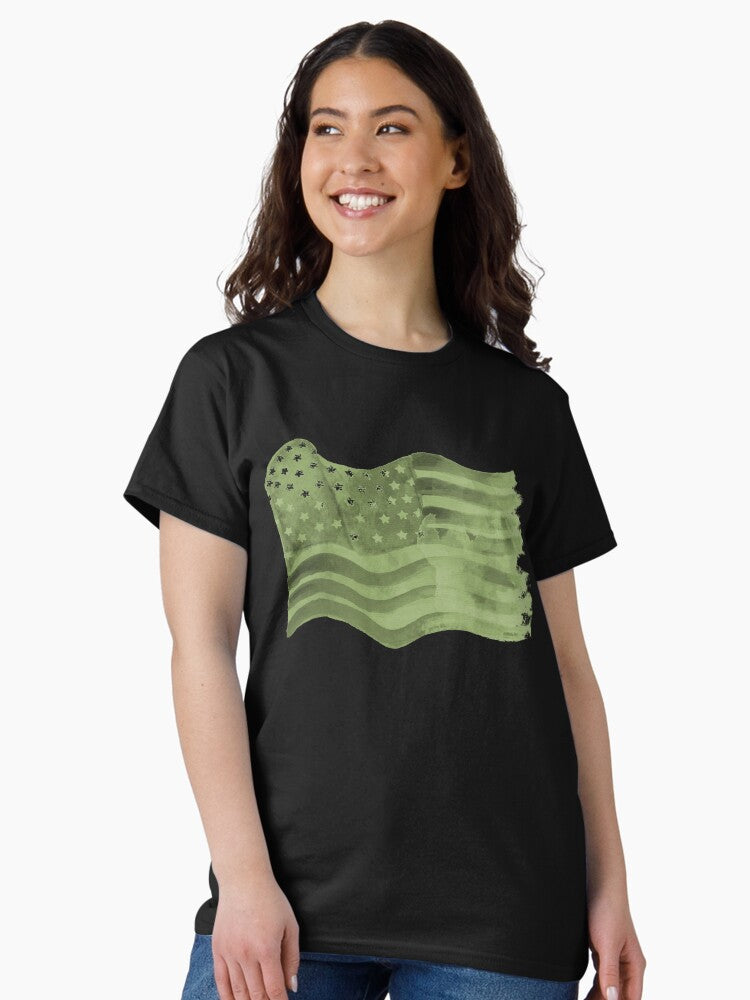 American Flag Vintage green Classic T-Shirt