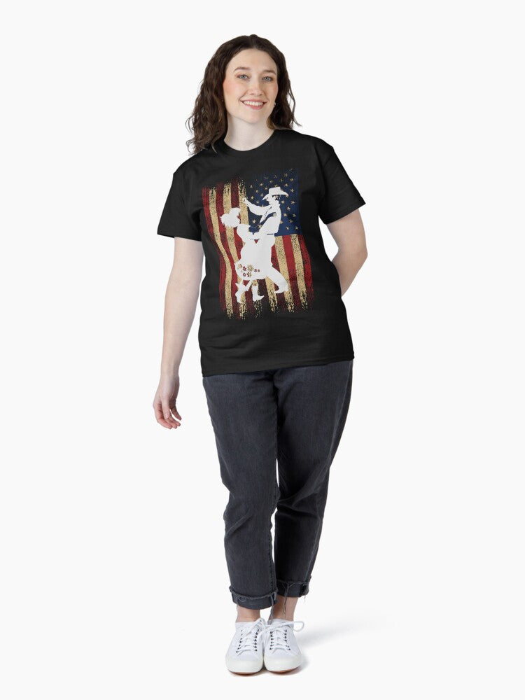 old time dancing and vintage USA flag Classic T-Shirt