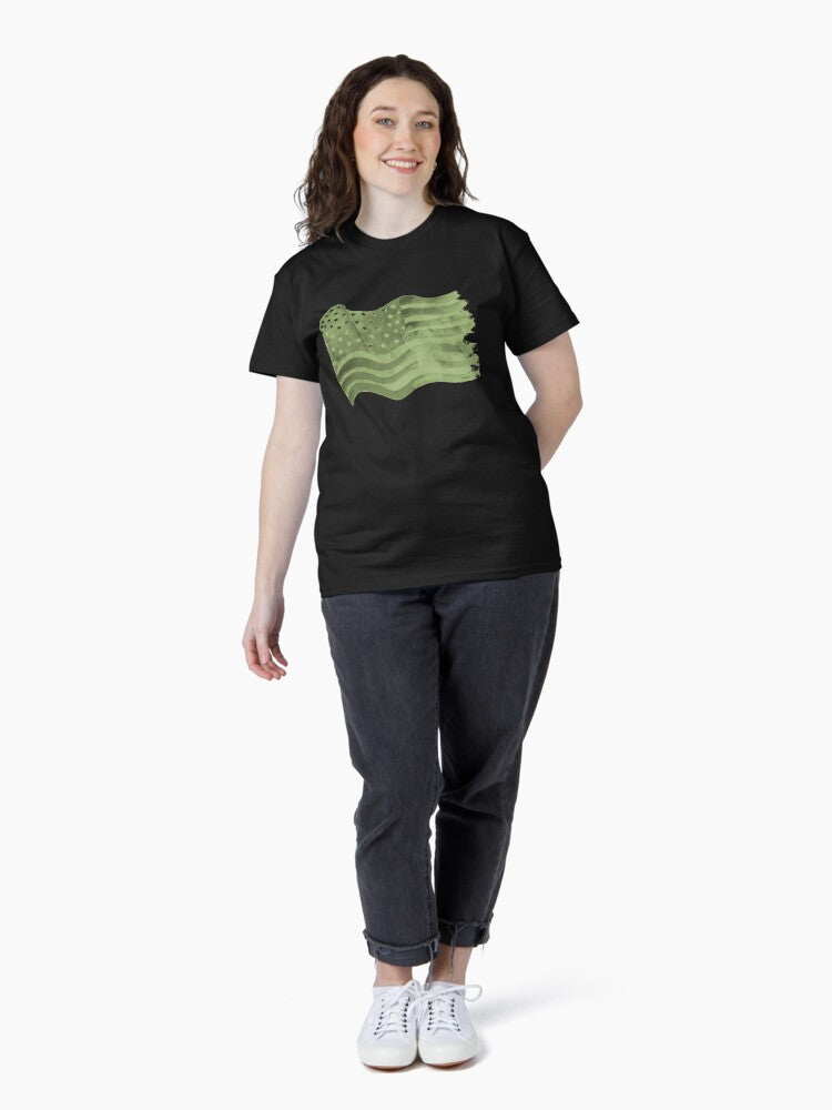 American Flag Vintage green Classic T-Shirt