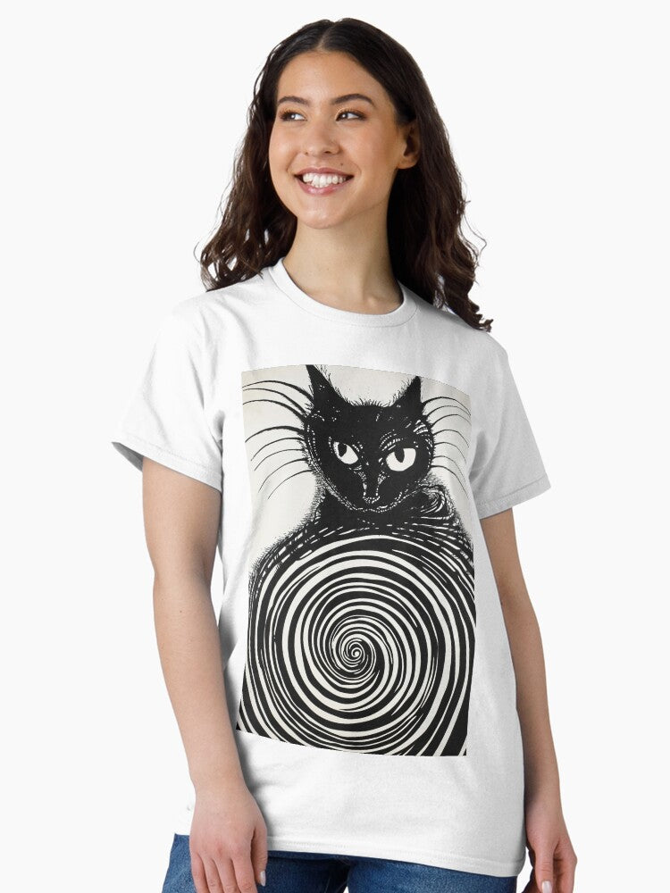 Black Cat by the Spiral: Abstract Expression Classic T-Shirt Style006