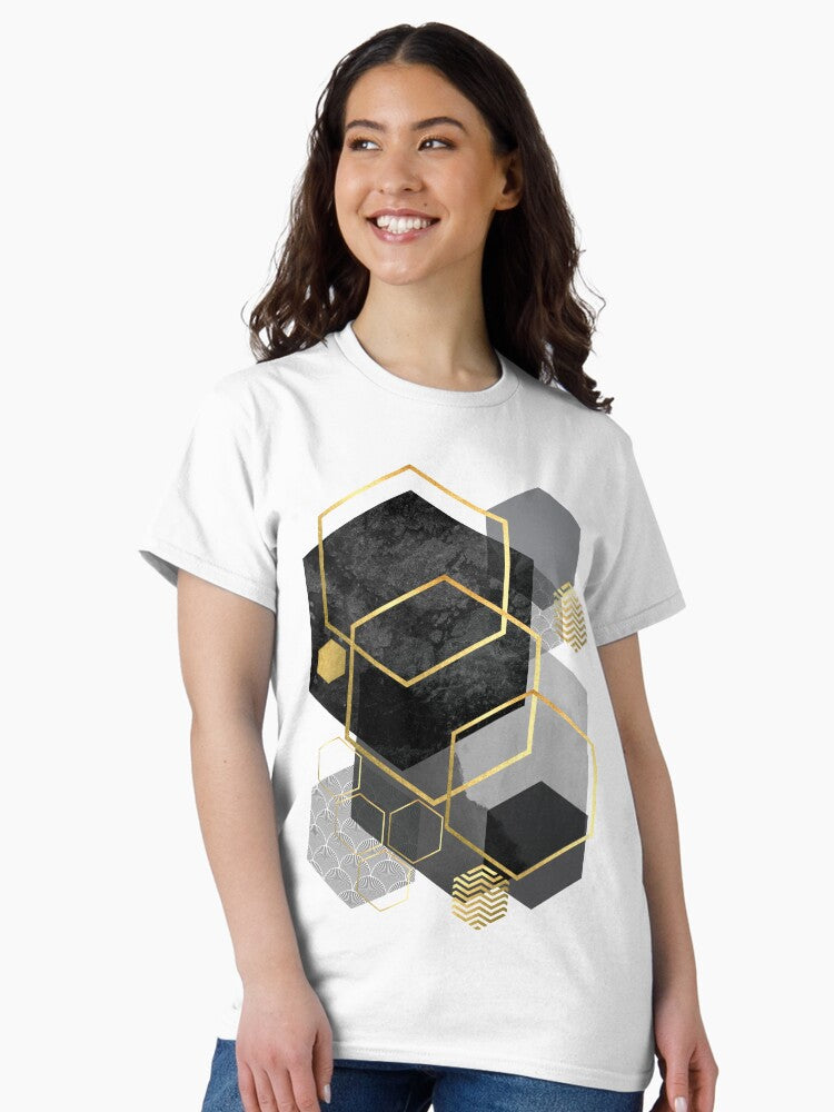 Black and Gold Geometric Classic T-Shirt