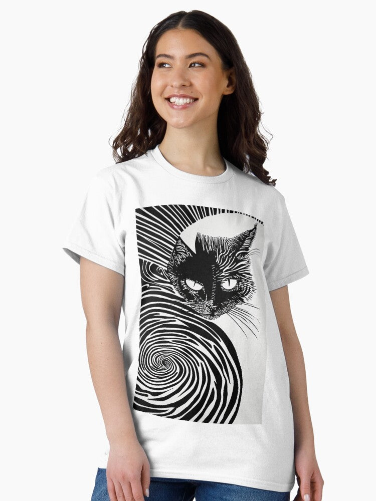 Black Cat by the Spiral: Abstract Expression Classic T-Shirt Style004