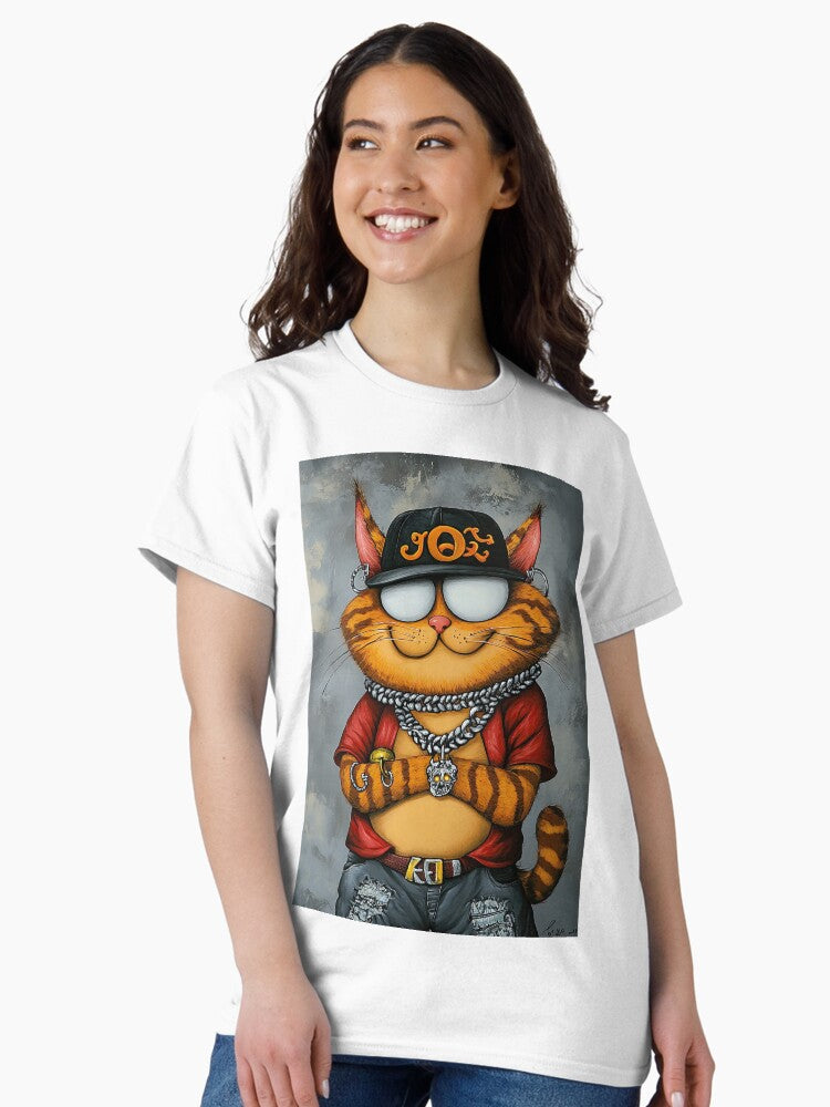 Stylish Cat with Cool Sunglasses and Hoodie Classic T-Shirt