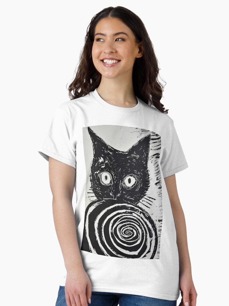 Black Cat by the Spiral: Abstract Expression Classic T-Shirt Style013