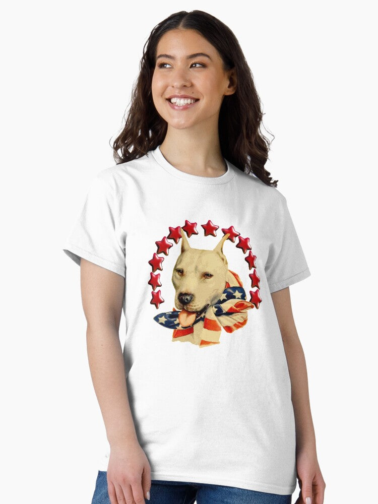 Vintage Pitbull Terrier US Flag Dog Classic T-Shirt