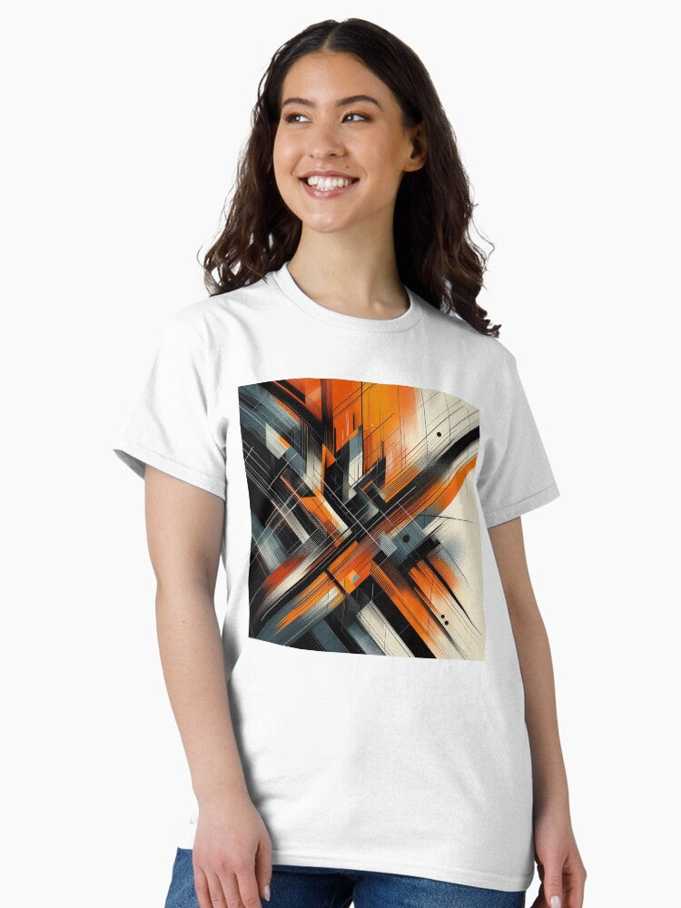 Vibrant Fusion: Exploring Orange & Black Patterns Classic T-Shirt